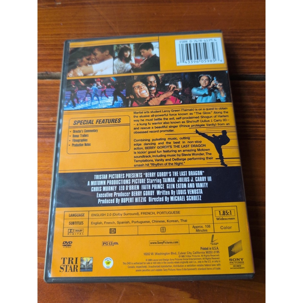 The Last Dragon DVD 1985 Martial Arts Action Movie Sony Pictures PG-13 - Picture 3 of 3